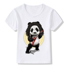 2019 Children Cool Rocker Panda Print Funny T-shirt Boys and Girls Summer Casual T shirt Kids Tops Baby Clothes,ooo2033 2024 - buy cheap
