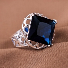 Venta al por mayor, anillo bañado en plata, joyería de moda plateada, rombo azul agraciado/chiakypa dyqampxa LQ-R547 2024 - compra barato