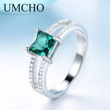 Классические кольца UMCHO женские, из серебра 925 пробы, с квадратным изумрудом 2024 - купить недорого