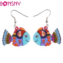 Bonsny Drop Fish Acrylic Earrings Brand Big Long Big Danlge Earring Cute Animal New 2016 Fashion Jewelry For Women Accessorries 2024 - buy cheap