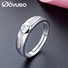 Doyubo anel masculino de prata esterlina ajustável, redondo 5a zircônia cúbica prata pura para casamento, joias finas vb315 2024 - compre barato