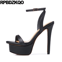 Zapatos de tacón alto de plataforma de piel auténtica para mujer, sandalias de diseñador, de lujo, con correa en el tobillo, Stiletto fetiche, 2021 2024 - compra barato