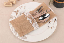 4" x 8" Natural Burlap Silverware Napkin Holders Cutlery Pouch for Vintage Wedding Decor Bridal Shower Party Table Setting Decor 2024 - buy cheap