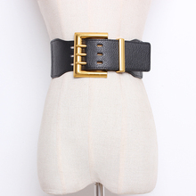 Women's runway fashion elastic pu leather buckle Cummerbunds female Dress Corsets Waistband Belts decoration wide belt R1318 2024 - buy cheap
