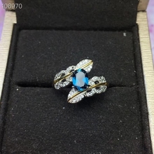 Luxurious big Thick Leaf Feather Natural blue topaz gem Ring Natural gemstone ring S925 silver women girl gift party Jewelry 2024 - buy cheap