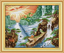 Sunshine Waterfall Scenery Counted Cross-Stitching Printed Handmade Cross Stitch Set Cross-stitch Kits Embroidery Needlework 2024 - buy cheap