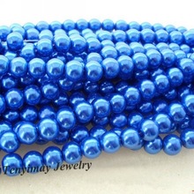 Wholesale 5 Strands 8mm Blue Glass Imitation Pearls For DIY Free Shipping (85cm Each Strand) 2024 - купить недорого