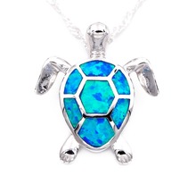 Pingente com design de tartaruga mar opala de fogo azul fofo para mulheres 2024 - compre barato