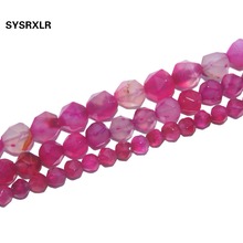 Wholesale Faceted Natural Stone Rose Red Agates Beads Round Spacer Beads For Jewelry Making Diy Bracelet Necklace 6/8/10 MM 2024 - buy cheap