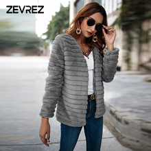 2018 New Fashion Autumn Winter Female Coat Women's Outerwear Warm Coat V-neck Open Stitch Sexy Casual Elegant Gray Jacket Zevrez 2024 - buy cheap