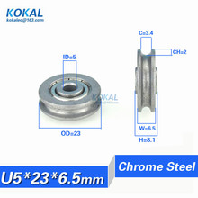 [U0523-6.5]1PCS high quality chrome steel Gcr15 U/V groove type track roller wheel furniture DIY small pulley 0523UU 5*23*6.5mm 2024 - buy cheap
