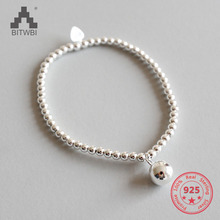 Pulseira de tornozelo feminina, bracelete redondo simples de prata esterlina 925 para mulheres, joias finas 2024 - compre barato