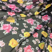 Chiffon Rose fabric new polyester fabric Thin fabric fashion shirt fabric Floral printed chiffon 2024 - buy cheap