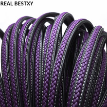 REAL BESTXY 1m/lot 12*6mm  Braided Leather Cord Rope Flat Fit Necklaces Bracelets Findings Leather Thread DIY Jewelry Making 2024 - buy cheap