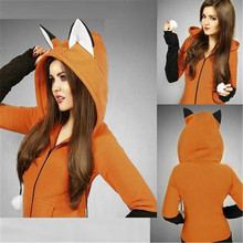 Fox Sweatshirt Women Hoodies Long Sleeve Cosplay costume Rabbit Ear Hooded Sweatshirts Female Lady Autumn Hoodie Jacket Coat 2024 - buy cheap