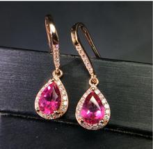 Natural Pink topaz earring Free shipping Natural real Pink topaz 925 sterling silver 5*7mm 2024 - buy cheap