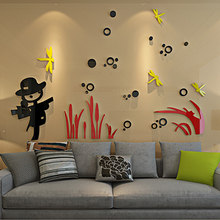 Espantapájaros de cristal acrílico 3D para pared, pegatinas decorativas creativas de dibujos animados para habitación de niños 2024 - compra barato