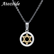 Atoztide-collar con colgante clásico de David para mujer, cadena de acero inoxidable Supernatural de seis estrellas, amuleto 2024 - compra barato