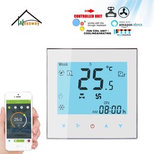Hessway-termostato de ambiente 24v, v, para refrigeração e aquecimento, 2p, 3 velocidades, wi-fi, funciona com alexa e google home 2024 - compre barato