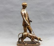 19" Western Art Sculpture man and guide dog Bronze Deco Copper statue 2024 - buy cheap