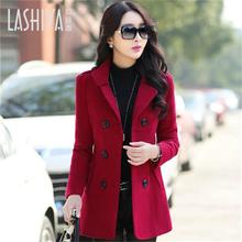 2019 autumn and winter new ladies fashion slim slimming thick woolen coat 2024 - buy cheap