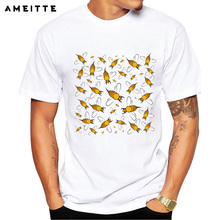 Camiseta com estampa de abelhas 2019, camiseta estilosa de manga curta masculina com estampa de abelha 2024 - compre barato