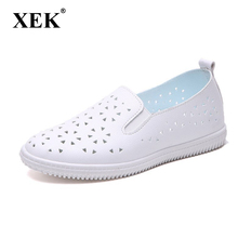 XEK-zapatos planos de piel auténtica para mujer, bailarinas planas sin cordones, mocasines, GSS106 2024 - compra barato