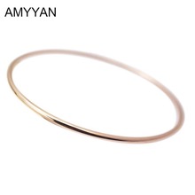 Spring Summer Style Women Girls Jewelry Rose Gold Thin Cuff Bangle Bracelet 316L Stainless Steel 60mm 65mm diameter Bangle 2024 - buy cheap