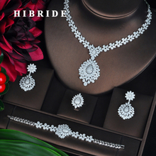 HIBRIDE-Pendientes grandes de circonita para mujer, conjunto de joyería para mujer, accesorios de boda para novia, bisutería para mujer, N-706 2024 - compra barato