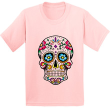 100% Cotton,Flower Sugar Skull Pattern Children T shirt Kids Fashion Casual Clothes Boys/Girls Short Sleeve T-shirt,GKT215 2024 - buy cheap