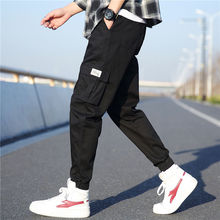 Hot 2019 Spring Autumn Cargo Elastic Waist Cotton track ankle length pants men teenagers hiking outdoo camping trekking trousers 2024 - buy cheap