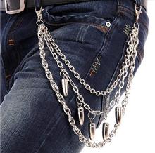Men's woman Waist Key Chain Silver Heavy Rock Metal Hip Hop bullet Punk Style Pants Trousers Jean Biker Wallet Key Ring Long 2024 - buy cheap
