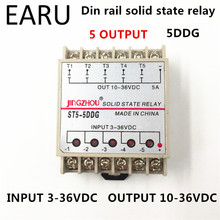 1pc 5DDG 5 Channel Din rail SSR Quintuplicate Five Input 3~32VDC Output 5~36VDC Single Phase DC Solid State Relay PLC Module 2024 - buy cheap