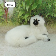 big new real life lying black mouth cat model plastic&furs beautiful white cat doll gift about 30x16x21cm xf1434 2024 - buy cheap