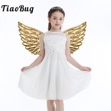 TiaoBug Kids Glossy Metallic Festival Carnival Masquerade Halloween Cosplay Party Angel Wings Children Stage Costume Accessories 2024 - buy cheap