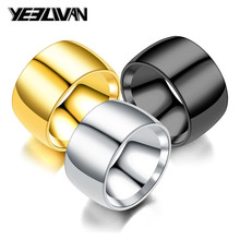 12mm Wide Big Men's Rings Stainless Steel Glossy Face Gold Black Silver Color Punk Rings for Women Men Drop Shipping Wholesale 2024 - buy cheap