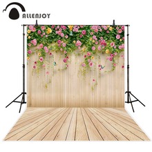 Allenjoy backgrounds for photography studio Wooden plants flowers butterfly wedding Birthday backdrop photocall original design 2024 - buy cheap