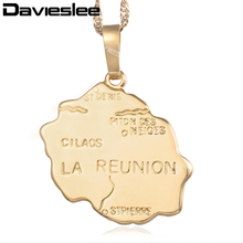 Collar con colgante de mapa de La reunión de Davieslee, para mujer, color champán, dorado, francés, accesorios de joyería para mujer LGP321 2024 - compra barato