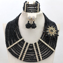 2017 Latest Black African Beads Jewelry Sets Crystal Jewelry Necklace Set Handmade Earrings Wedding Bridal QW010 2024 - buy cheap