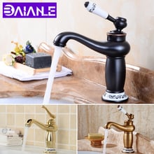 Basin Faucet Antique Brass Ceramic Toilet Water Tap Deck Mounted Chrome Bathroom Sink Faucet Black Cold Hot Water Mixer Tap 2024 - buy cheap