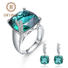 GEM'S BALLET Russian Nano Emerald Gemstone Ring Earrings Jewelry Set For Women 925 Sterling Silver Engagement Wedding Jewelry 2024 - buy cheap
