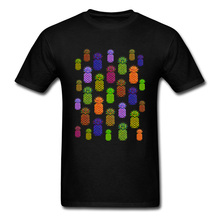 Camiseta personalizada con diseño de piña de neón para hombre, ropa negra, novedad, Día de Acción de Gracias, 100% algodón 2024 - compra barato