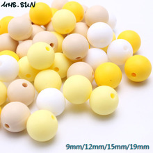 MHS.SUN Food grade silicone safe chewable silicone beads gream,white,yellow round beads durable for DIY baby teething jewelry 2024 - buy cheap
