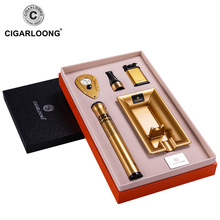 5pcs Cigar Accessories Set Cigar Ashtray Gas Lighters Windproof Sharp Cutter Portable Tube Cigar Holder With Luxury Gift Box 2024 - buy cheap