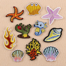 Patches bordados adesivos desenho animado animal marinho, remendos para roupas diy, adesivos de ferro em roupas, 1 conjunto 2024 - compre barato
