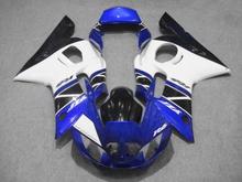 Kit de carenagem de motocicleta para yamaha, yzfr6 98 99 00 01 02 yzf r6 yzf600 1998 2000 2002, abs, azul e branco, conjunto de carenagens com 7 presentes, yd33 2024 - compre barato