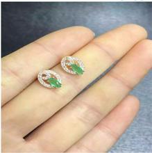 Emerald earring Free shipping Natural real emerald 925 sterling silver Fine jewelry 3*6mm 2pcs 2024 - buy cheap