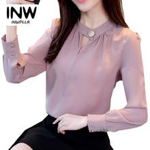 2018 Women Tops And Blouses Spring Long Sleeve Chiffon Blouse Women Casual V-neck Solid Office Shirts For Ladies Blusas Femme 2024 - buy cheap