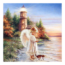 5D Diy Алмазная картина Новая европейская религиозная картина маслом милые ангелы котята ангелы и алмазная вышивка 2024 - купить недорого