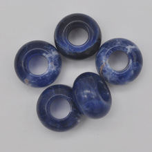 14MM Brazilian Sodalite GEM Big Hole Loose Beads Charms Fit Charms Jewelry Bracelet Findings (5 pcs/lot) H168 2024 - buy cheap